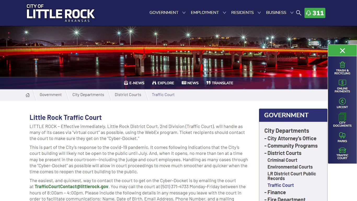 Traffic Court-District Court- City of Little Rock | City of Little Rock